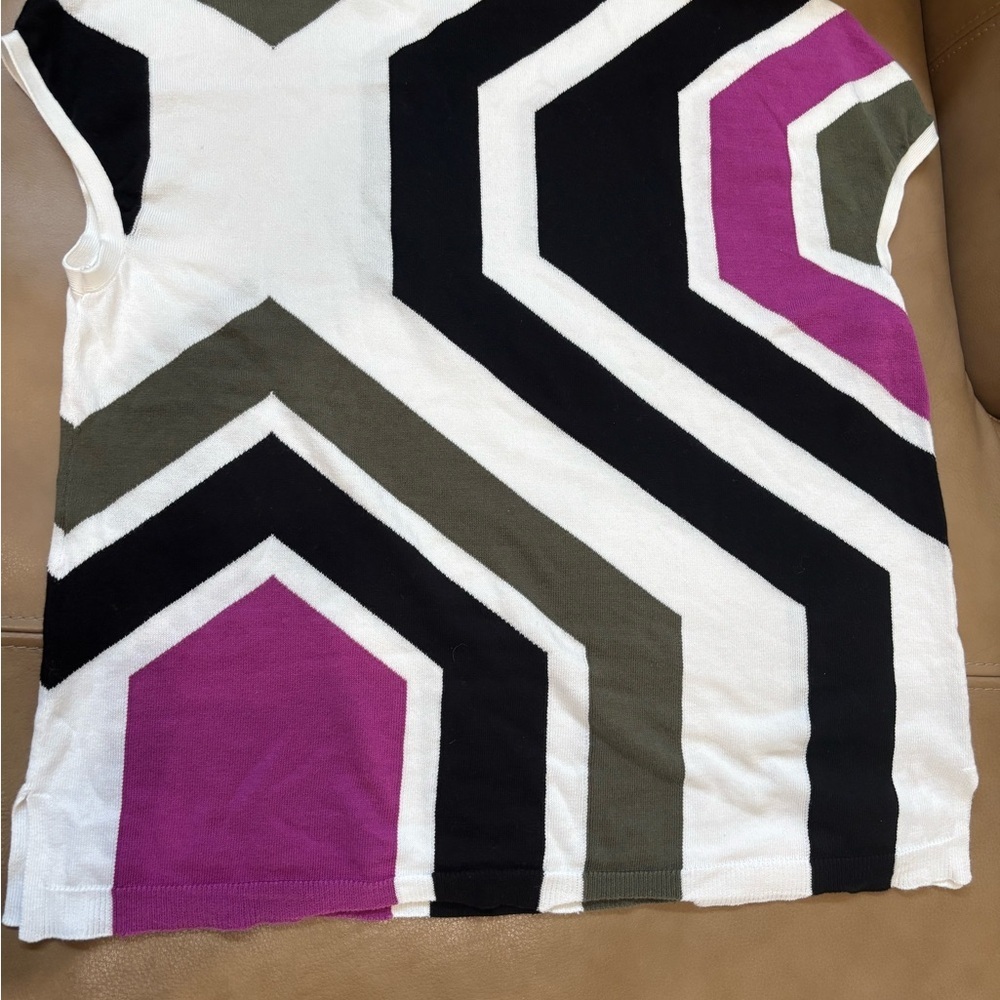 Chico's Geometric bold Striped cotton blouse - Picture 3 of 5